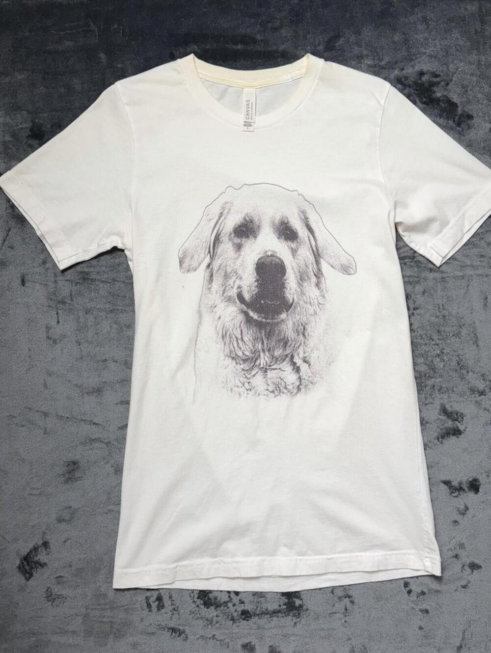 Bella+Canvas Dog Graphic T-Shirt White Casual Short Sleeve Tee Women's Small
